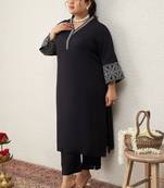 Plus Size Ethnic Motifs Embroidered Regular Thread Work Kurta with Trousers