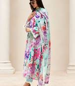 Women Floral Embroidered Regular Thread Work Kurta with Trousers & With Dupatta