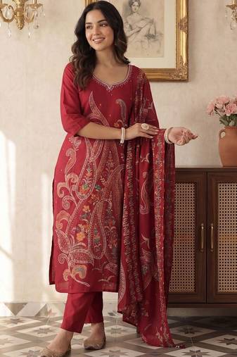 Women Paisley Printed Kurta with Trousers & With Dupatta