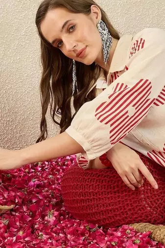 Floral Printed  Cotton A Line Kurta With Trousers