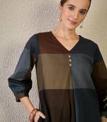 Adults-Women Colourblocked A-Line Kurta with Trousers