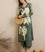 Floral Printed V-Neck Sequinned Straight Kurta with Salwar