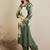 Floral Printed V-Neck Sequinned Straight Kurta with Salwar