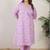 Plus Size Lavender Printed A-Line Kurta Trousers Set