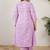 Plus Size Lavender Printed A-Line Kurta Trousers Set