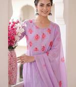 Women Floral Printed Panelled  Cotton Kurta with Trousers & With Dupatta