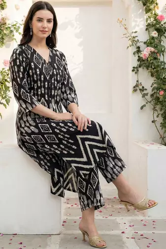 Women Ethnic Motifs Printed Regular  Cotton Kurta with Palazzos