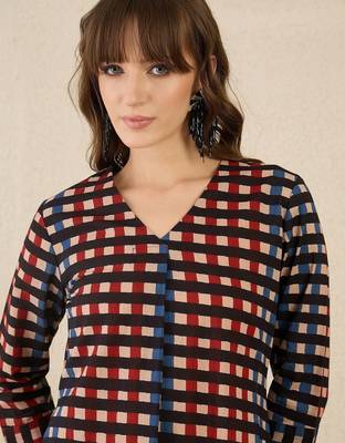 Geometric Printed Shirt Collar  Cotton Straight Kurta With Trnousers 1