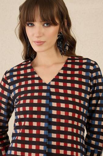 Geometric Printed Shirt Collar Cotton Straight Kurta With Trnousers