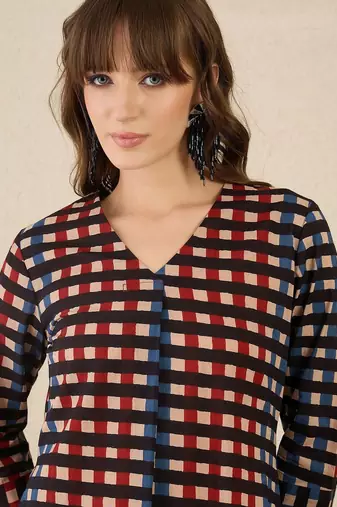Geometric Printed Shirt Collar  Cotton Straight Kurta With Trnousers