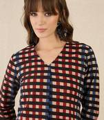 Geometric Printed Shirt Collar  Cotton Straight Kurta With Trnousers