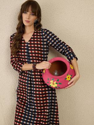 Geometric Printed Shirt Collar  Cotton Straight Kurta With Trnousers 7