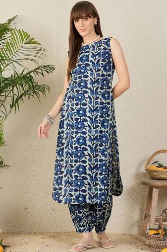 Women Printed Regular  Cotton Kurta with Salwar
