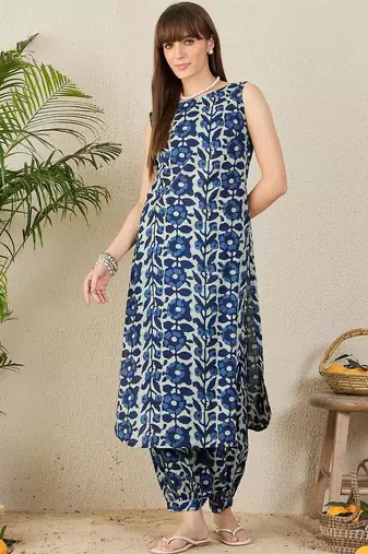 Women Printed Regular  Cotton Kurta with Salwar