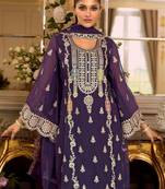 Ethnic Motifs Embroidered Zari Organza Straight Kurta & Trousers With Dupatta