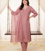 Women Ethnic Motifs Embroidered Regular Thread Work Kurta with Trousers & With Dupatta