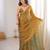 Gold color silk blend embroidered work saree with un-stitched blouse