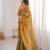 Gold color silk blend embroidered work saree with un-stitched blouse