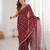 Maroon color silk blend embroidered work saree with un-stitched blouse