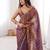 Wine color silk blend embroidered work saree with un-stitched blouse