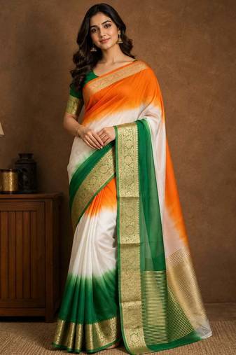 Multicolor kora organza jacquard soft digital print saree with un-stitched blouse