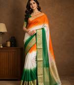 Multicolor kora organza jacquard soft digital print saree with un-stitched blouse