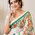 White color linen cotton digital printed saree with un-stitched blouse