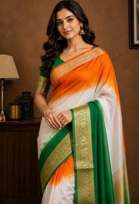 Multicolor kora organza jacquard soft digital print saree with un-stitched blouse 2