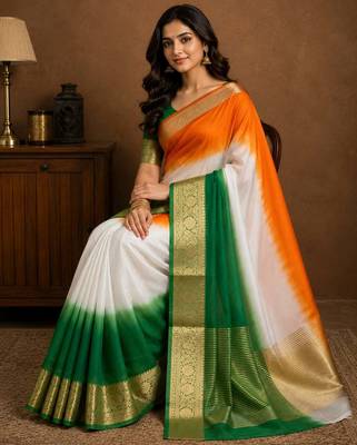 Multicolor kora organza jacquard soft digital print saree with un-stitched blouse 3