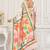 White color linen cotton digital printed saree with un-stitched blouse