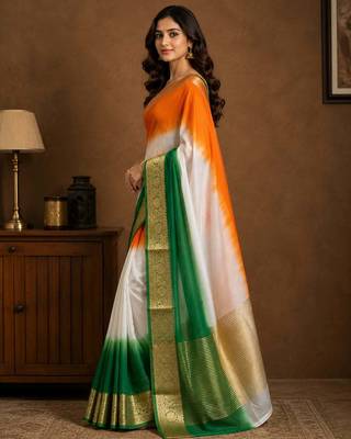 Multicolor kora organza jacquard soft digital print saree with un-stitched blouse 4