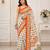 White color linen cotton digital printed saree with un-stitched blouse