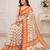 White color linen cotton digital printed saree with un-stitched blouse