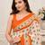 White color linen cotton digital printed saree with un-stitched blouse