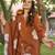 Brown muslin silk v neck kurta pant set with printed dupatta | readymade suit