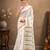 White color linen cotton digital printed saree with un-stitched blouse