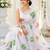 White color linen cotton digital printed saree with un-stitched blouse