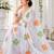 White color linen cotton digital printed saree with un-stitched blouse