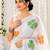 White color linen cotton digital printed saree with un-stitched blouse