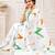 White color linen cotton digital printed saree with un-stitched blouse