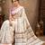 White color linen cotton digital printed saree with un-stitched blouse
