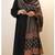 Black viscose chanderi solid kurta pant set with printed chanderi silk blend dupatta