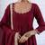 Maroon chanderi silk blend solid kurta pant set with solid silk blend dupatta