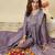 Lavender vichitra silk blend embroidery kurta pant set with embroidered silk blend dupatta