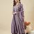 Lavender vichitra silk blend embroidery kurta pant set with embroidered silk blend dupatta
