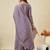 Lavender vichitra silk blend embroidery kurta pant set with embroidered silk blend dupatta