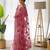 Pink net embroidered aari work heavy look ethnic saree with blouse