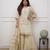 Cream chinon silk blend embroidery kurta sharara set with jacquard silk blend dupatta