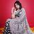 Black faux georgette embroidered thread work heavy look ethnic saree with blouse