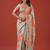 Sea green silk embroidered sequins work heavy look ethnic saree with blouse